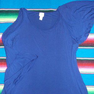 Chicos Blue Cold Shoulder with Bell Cuff Size 3